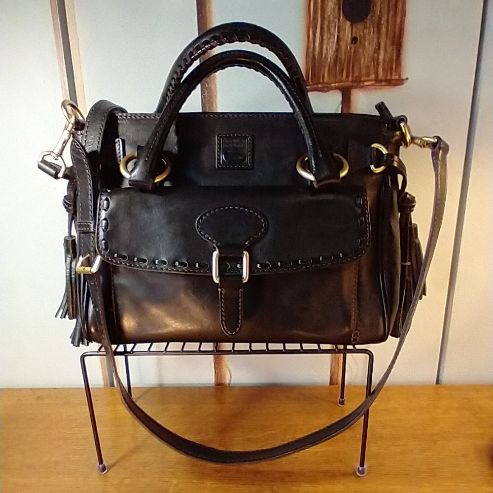 Dooney and Bourke Black Florentine Front Pocket Satchel